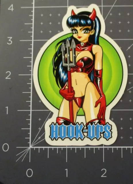 HOOK-UPS Skate STICKER Devil Girl 2 skateboards helmets decal hentai