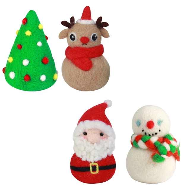 4 juegos de material de fieltro aguja conjunto hágalo usted mismo Navidad lana de muñeca kit de barrido