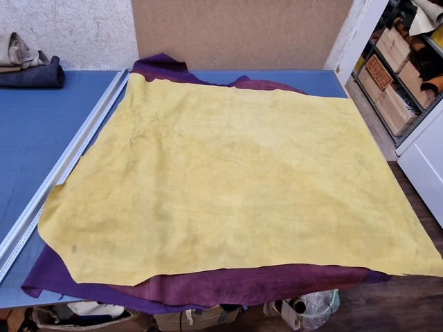 Cuero cuero de bolsillo cuero vaca/tercero terciopelo de división 1,5 mm amarillo 8