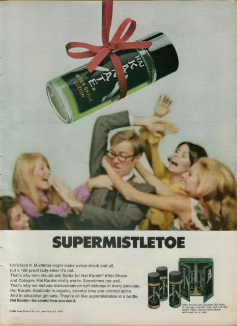 1969 Hai Karate Shave Cologne Supermistletoe Lady Killer Works Vintage Print Ad