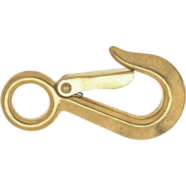 (10)-Bronze 4-1/16" Long Rigid Round 3/4" Eye #2311 Spring Hook Snap T7620804