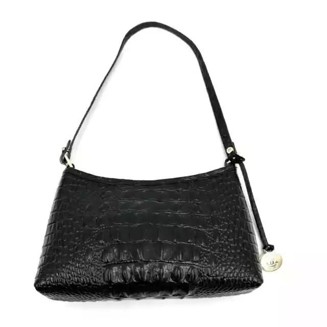 Brahmin Esme Black Crocodile Leather Shoulder Bag