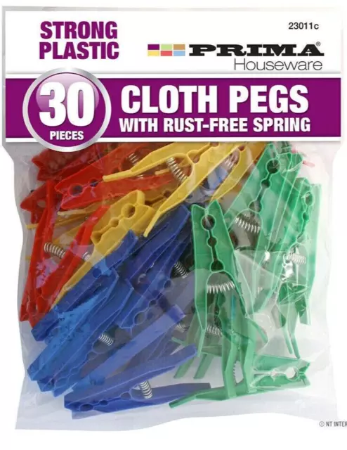 30pce HEAVY DUTY PLASTIC CLOTHES PEGS LAUNDRY HOME WASHING LINE RUST FREE