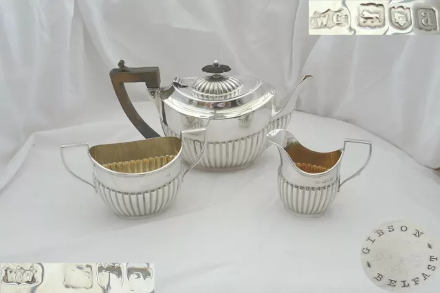 RARE VICTORIAN HM STERLING SILVER 3 piece BATCHELORS TEA SET 1896