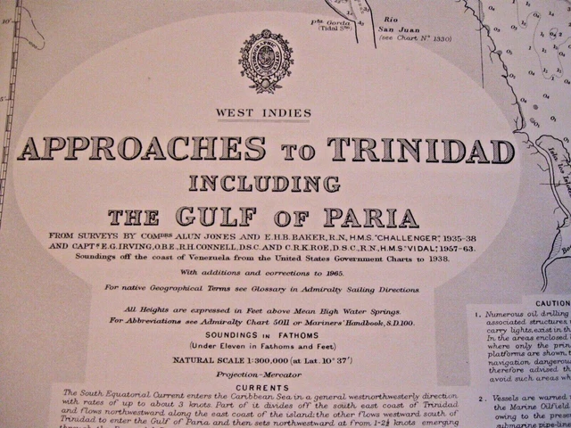 Navigational Chart # 493 - Approaches To Trinidad W Gulf Of Paria - West Indies