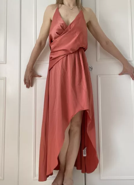 New with tags ASOS drape satin look dress Coral Orange Uk8-10