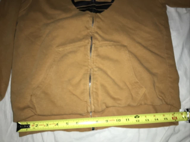 Timberland Beige Full Zip Hoodie Sweatshirt Jacket Sherpa Lined Size XL 7