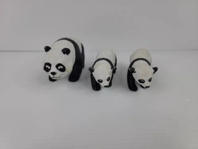 AAA Panda Family Mom + 2 CUBS Jungle Animal Figures Vintage