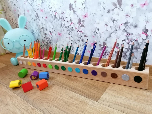 Stiftehalter Stiftebox Kinder Einschulung Montessori Geschenk Natur Waldorf Holz