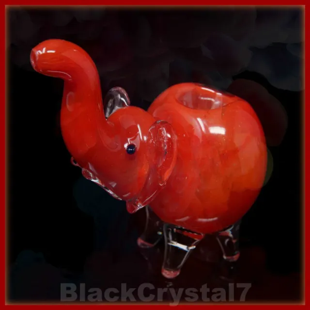 4.5 in Handmade Thick Heavy Giant Red Elephant Tobacco Smoking Bowl Glass Pipes