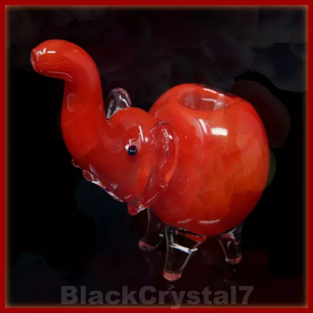 4.5 in Handmade Thick Heavy Giant Red Elephant Tobacco Smoking Bowl Glass Pipes