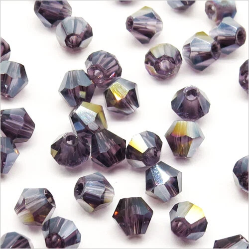 Lot de 40 Perles Tchèques Toupies en Cristal 4mm Violet AB