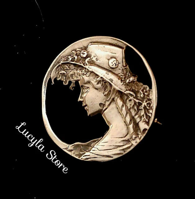 Épingle à Chapeau Ancienne - Style Art Nouveau/Jugendstil Avec Strass, Occasion