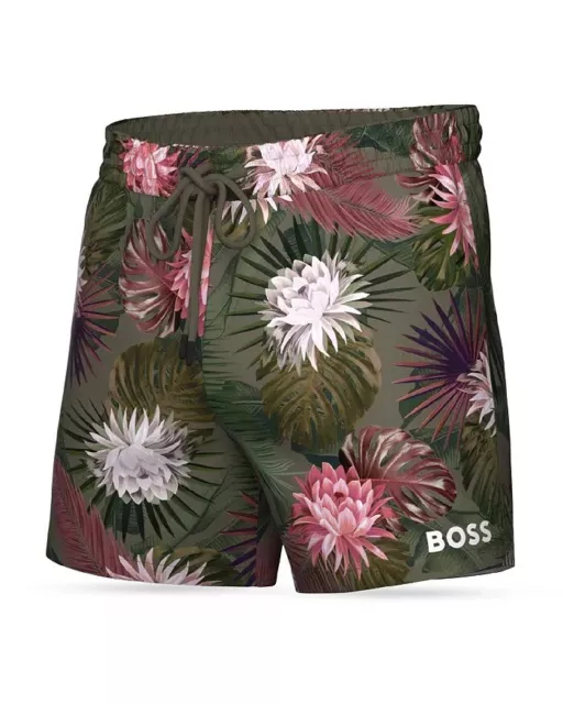 HUGO BOSS Mens Turtle Swim Trunks Shorts Open Green Medium