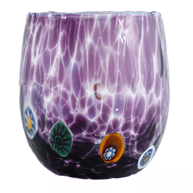 Murano Verre Buvant Verre Gobelet Violet Jaune Rouge Vert Fait Main Millefiori