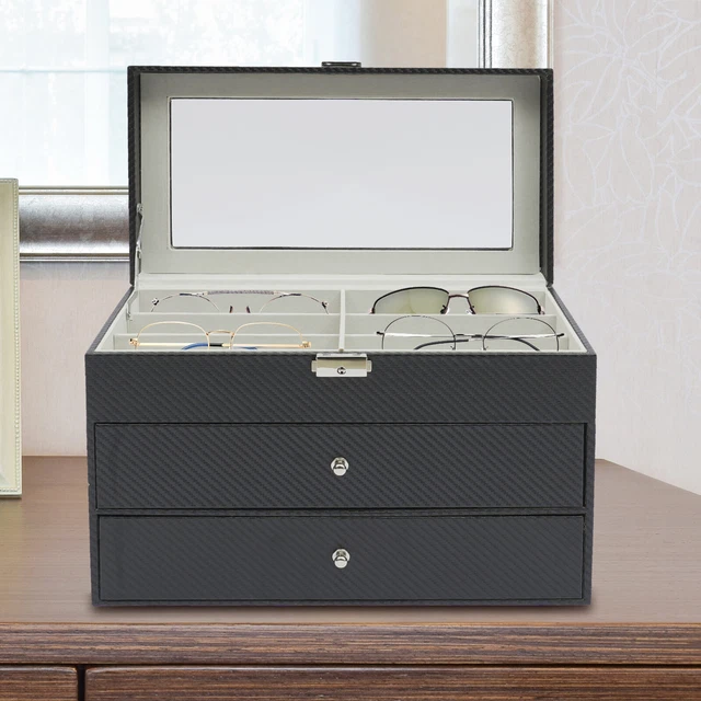 Eyeglass Sunglasses Storage Box 3-Layer Glasses Display Organizer Case 18 Slot Eyeglass Sunglasses Storage Box 3-Layer Glasses Display Organizer Case 18 Slot