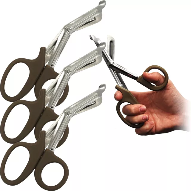 Surgimax Large 18cm Heavy Duty Universal Multi Use Shear Scissors Brown 3 Pack