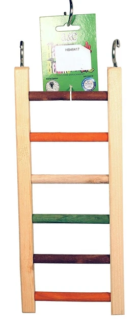 Jaula A&E 001451 14 in. Escalera colgante de madera multicolor Happy Beaks