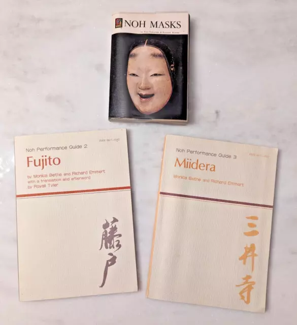 Noh Masks full color book with 2 Noh (Japanese opera) guides