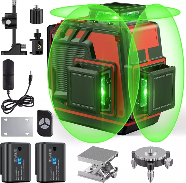 Seesii 3D livello laser autolivellante 12 linee 3x360 livello laser verde controllo remoto