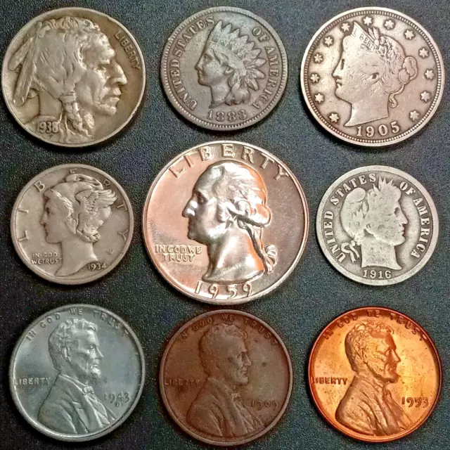 Old Obsolete US Coin Collection With Silver Starting 1800's Nice Set! (Lot#10)