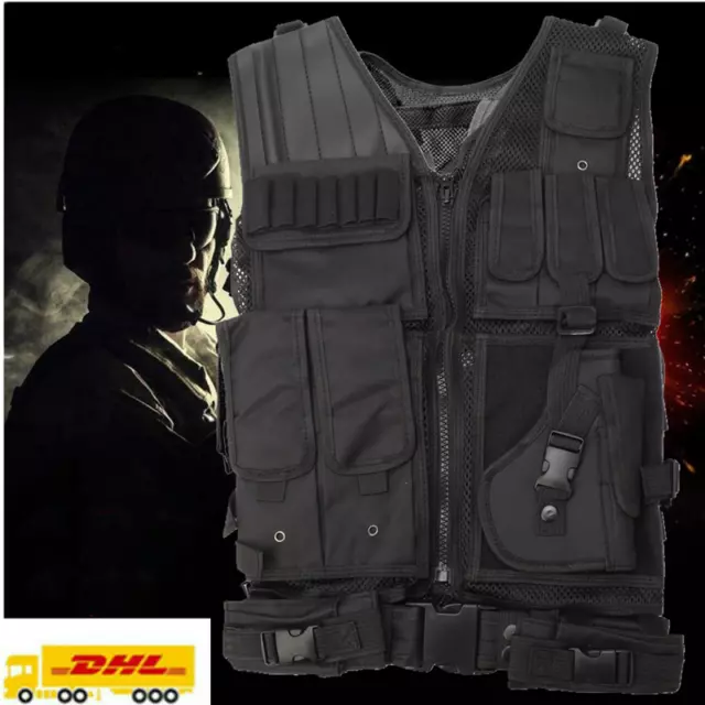 Outdoor Taktische Weste Herren Militär Einsatzweste Jagd Airsoft Feldweste DHL