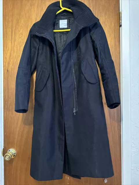 CoSTUME NATIONAL Cotton Lined Long Trench Coat sz 42 IT 6 US Black Made in Italy