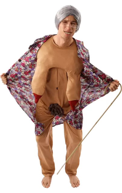 Mens Groping Granny Dirty Old Lady Rude Stag Night Fancy Dress Costume