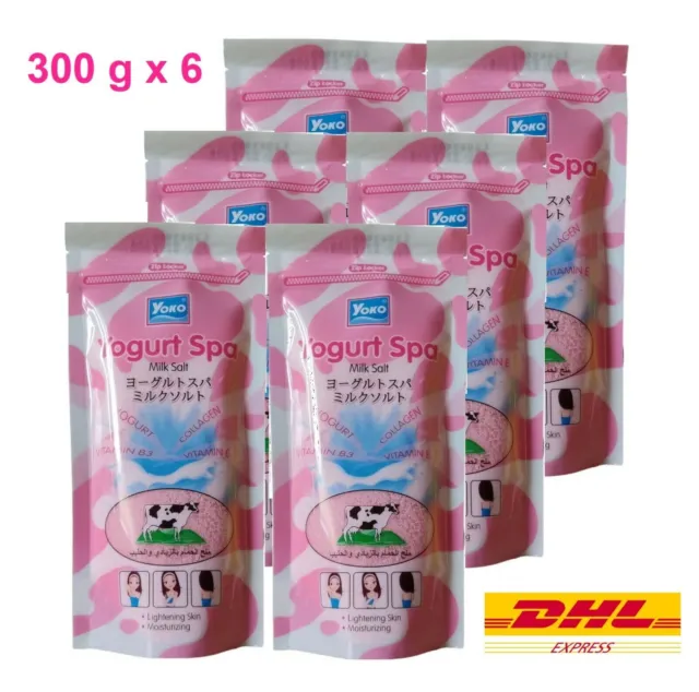 6 x YOKO Yogurt Spa Milk Salt Scrub Lightening Moisture Vit E, B3 Collagen 300g