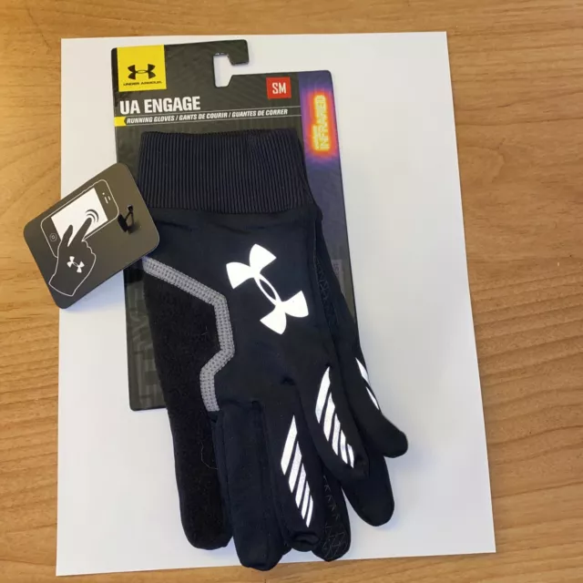 Under Armour Running  Gloves UA Engage Black Sz Small Touch Screen Compatible