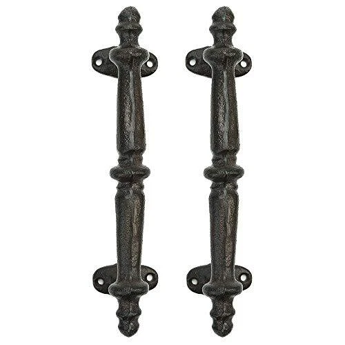 Sungmor Cast Iron Heavy Duty Barn Door Handles - 2PC Pack & Dark Brown & 24CM...