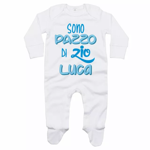 Tutina neonato personalizzata con nome sono pazzo di zio