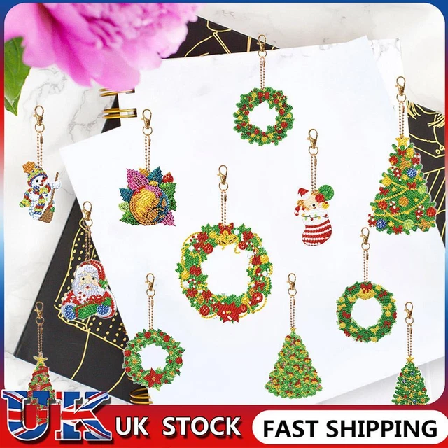 Double Sided Rhinestone Pendant Ornament Xmas Tree Special Shape Santa 6PCS