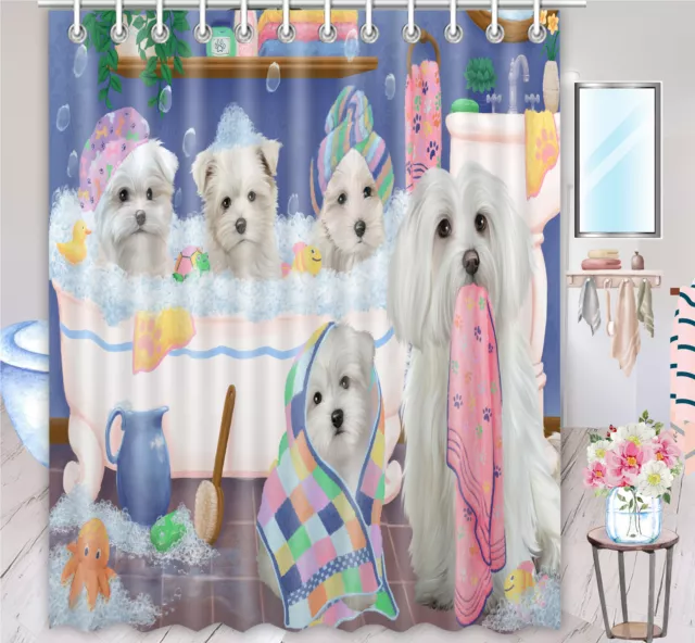 Halloween Maltese Dog Shower Curtain Bathtub Screens Personalized Hooks