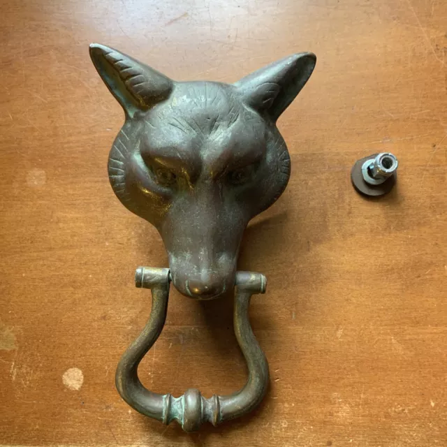 Vintage fox wolf coyote large door knocker solid brass