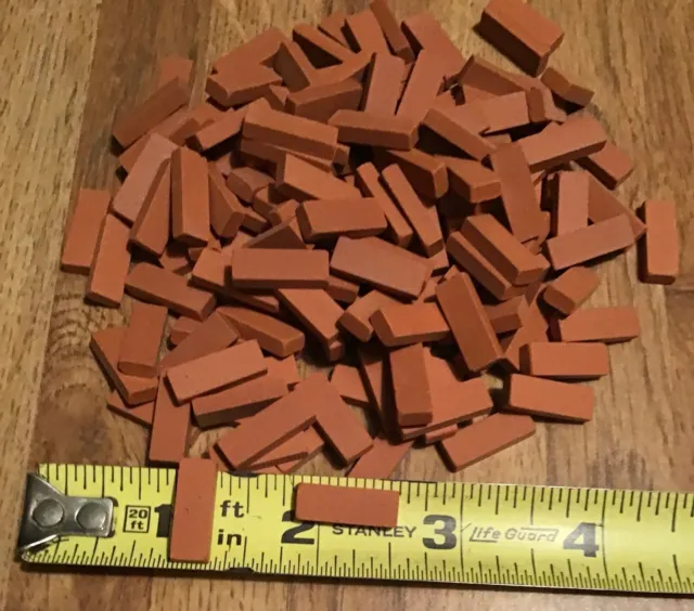 150 Dollhouse Miniature Bricks Common Red Brick,  1:12 Scale,