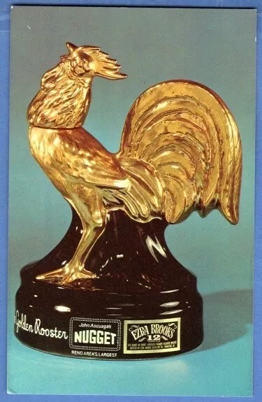 Golden Rooster, Ezra Brooks Collectible Whiskey Bottle, Advertising Postcard