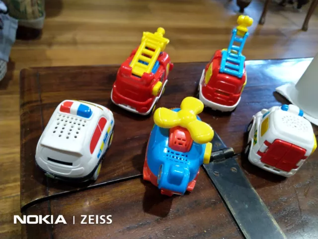 5x TALKING Sing Light VTECH VEHICLES Helicopter Police Ambulance Fire Trucks LOT