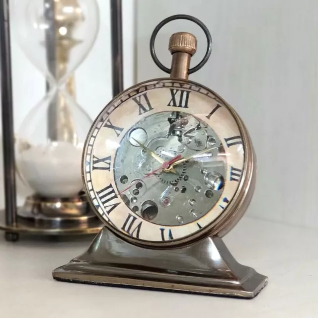 Orologio da tavolo trofeo in ottone antico, regalo decorativo da tavolo...