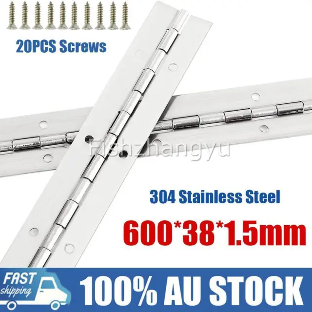 PIANO HINGE STAINLESS STEEL CABINET BOAT 600mm X 38mm X 1.5mm CONTINUOUS HINGES