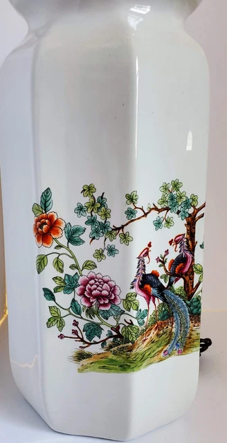 Vintage Oriental Peacock Design Porcelain Table Lamp 12