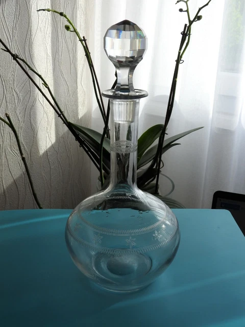 ANCIENNE CARAFE A VIN EAU + BOUCHON CRISTAL GRAVE DE BACCARAT St LOUIS 90cl