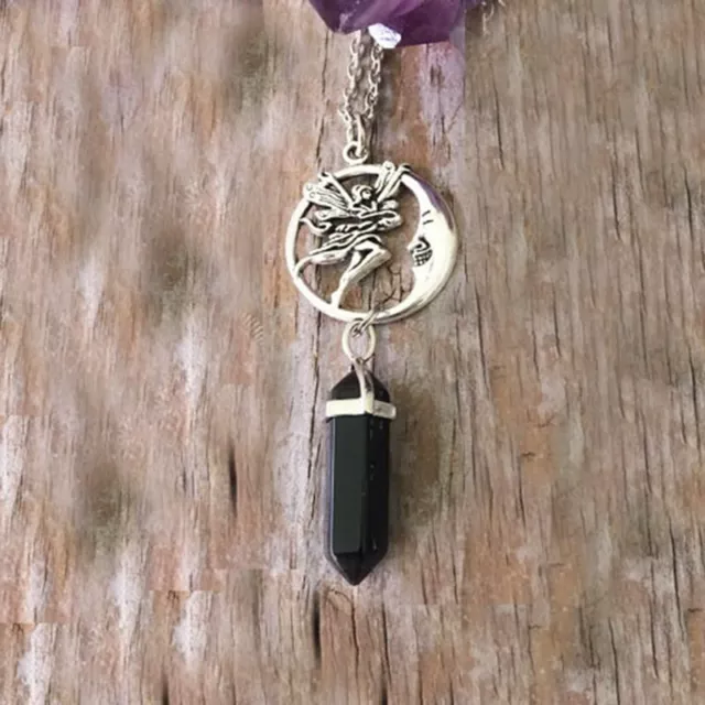 Natural Quartz Crystal Hexagonal Chakra Pendulum Stone Pendant Necklace Jewelry