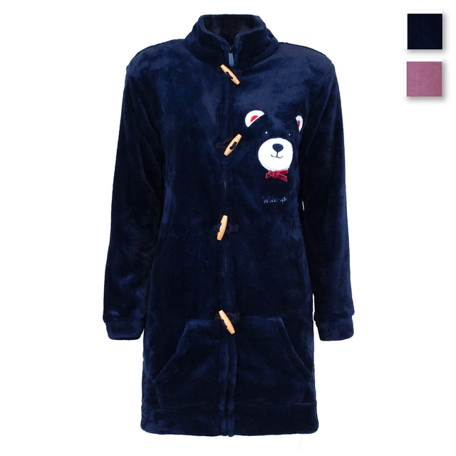 Daunex Vestaglia Donna In Pile Morbido Con Stampa Orsacchiotti E Cuori – Taglia Comoda E Chiusura Zip