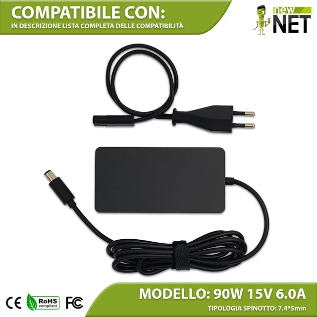 Caricabatterie 24W Per Microsoft Surface Go/Go 2/Go 3 - Alimentatore 15V 1.6A Con Adattatore AC, Cshare 1735