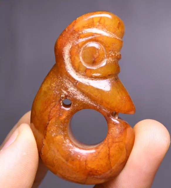 5.5CM China Hongshan culture Old Jade Fengshui Yu Pig Dragon Hook Amulet Pendant