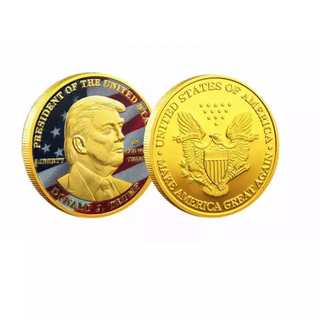 2024 President Donald Trump Gold Plated EAGLE USA Flag Commemorative Coin