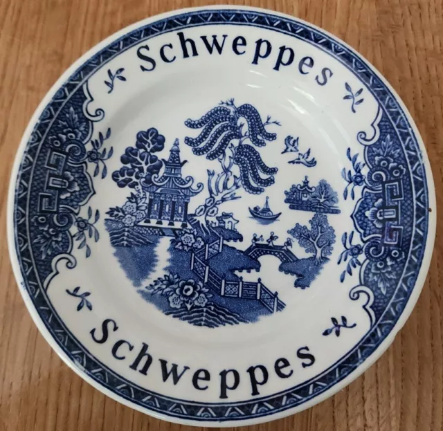 Vintage Enoch Wedgwood Blue Willow Schweppes Coaster Tip Dish England