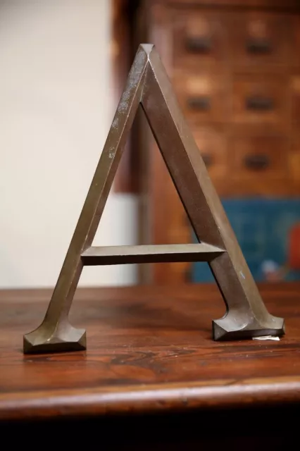 Vintage Antique Sign Letter A Alphabet Brass Bronze Building Marquee Salvage old