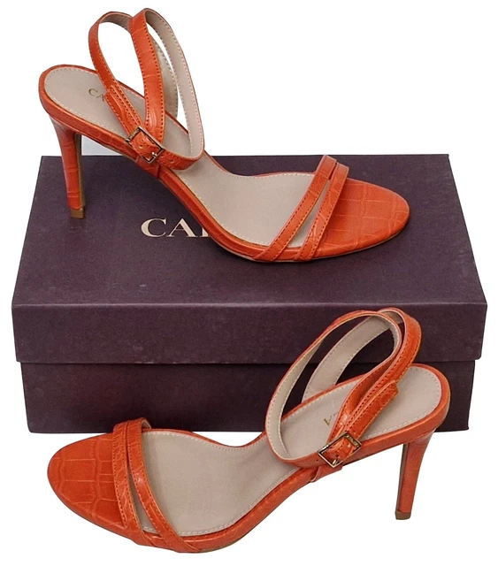 CARVELA LEAD LADIES Orange Croc Print Strappy Shoes Heels EU 37 UK 4 MRRP 89.00 29.99 PicClick UK